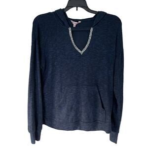 NWT Juicy Couture Navy Cutout Hooded Sweater (Size Small)